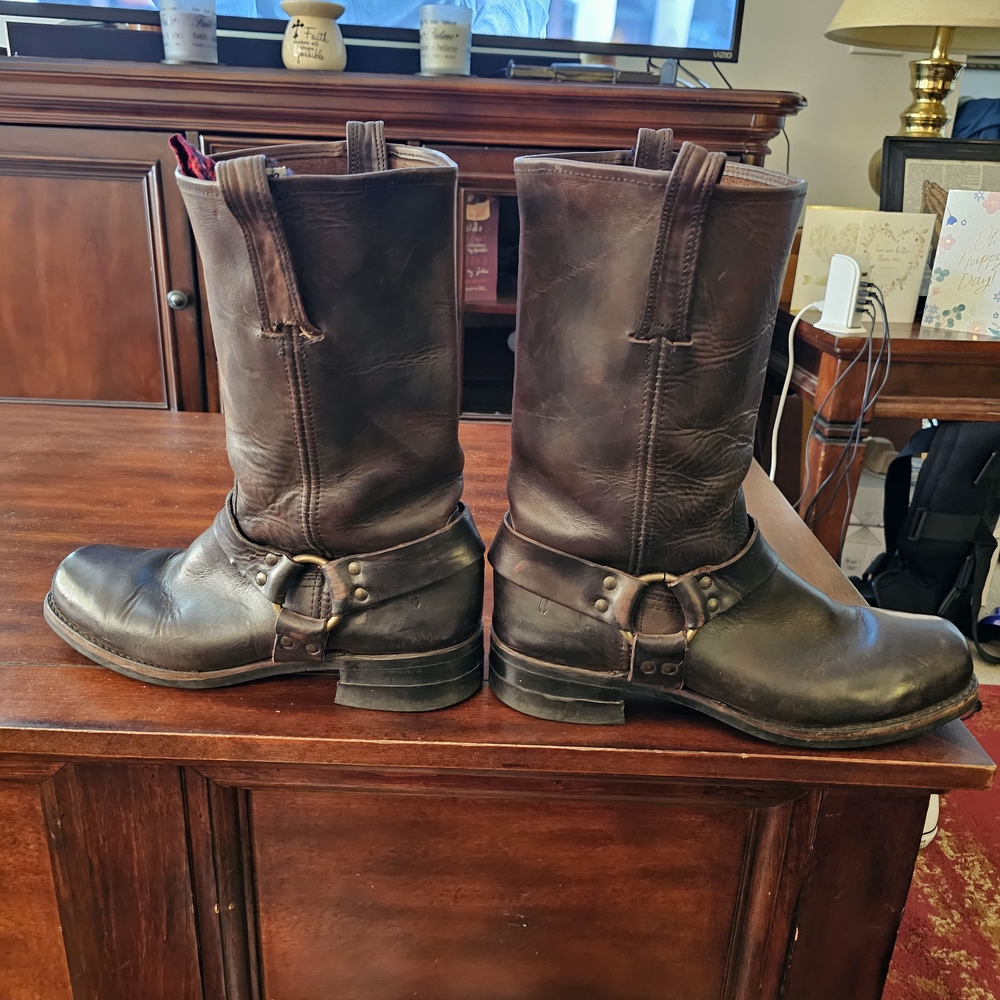 Frye Dark Brown Leather Western Boots